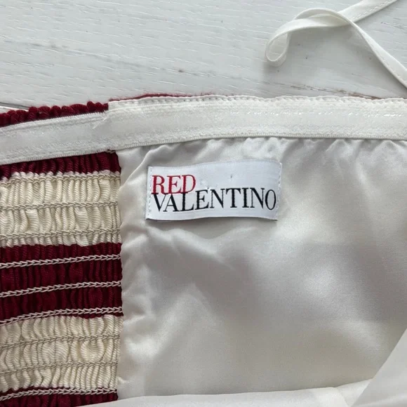 Striped Burgundy and White Red Valentino Mini Romper - Picture 3 of 4